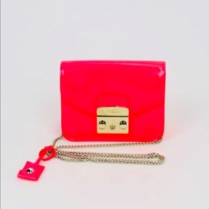Furla Metropolis Mini Patent Neon Pink Leather